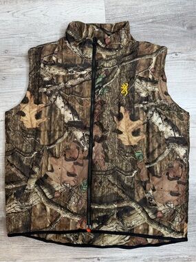 Browning Reversible Mossy Oak Camouflage Hunting Puffer Vest Mens size Large L
